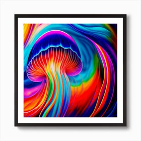 Psychedelic Jellyfish,A colorful illustration of a jellyfish Art Print