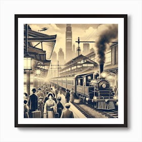 Japanese old train station Art Print