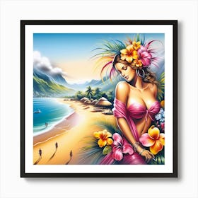 Hawaiian Girl Art Print