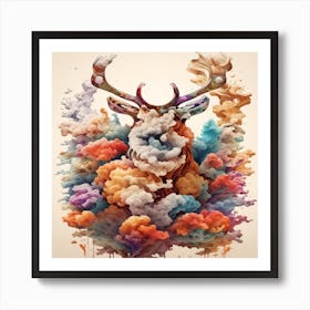 Deer In The Clouds Art Print