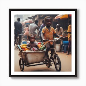 Children On A Bicycle 2 Art Print