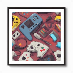 Video Game Controllers Art Print