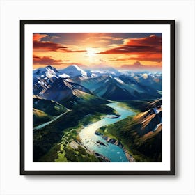 Denali National Park Aerial View Art Print