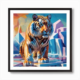 Tiger In Ice Water Art Print