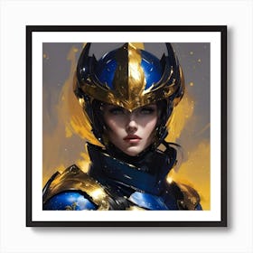 Blue And Gold Warrior Art Print