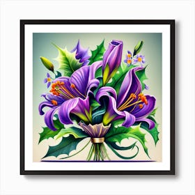 Bouquet Of Purple Lilies Art Print