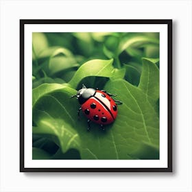Ladybug On Leaf Art Print