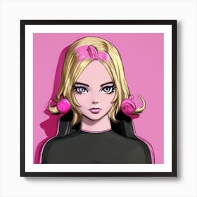 Anime Girl With Pink Hair 1 Art Print