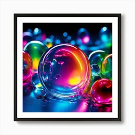 Glow Shapes Neon Bright Color 3d Fluid Bubbles Luminous Vibrant Vivid Radiant Flowing G (9) Art Print