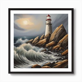 Lighthouse In The Sea Art Print