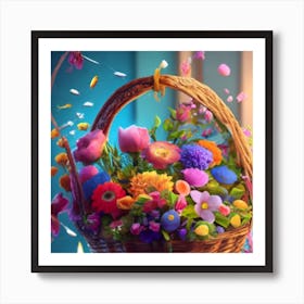 Beautiful And Elegant Wicker Basket Decorated Art Print