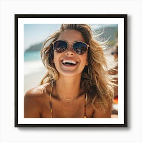 Female Bikini People Caucasian Modern Lifestyle Portrait Holiday Away Weekend Sunglasses (16) 2 Art Print