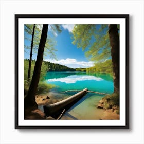 Blue Lake In The Forest 8 Art Print