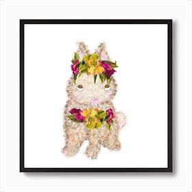 Bunny with Flower Crown Art Print