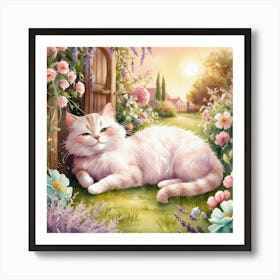 Cat In The Garden Art Print