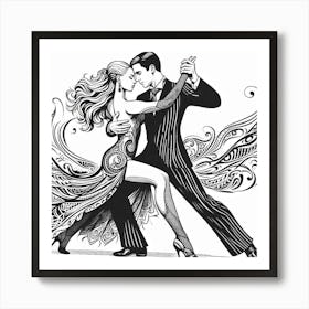 Line Art Tango dance Art Print