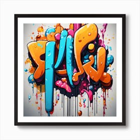 Vibrant Expressions: Dripping Typography and Graffiti Art in HD Art Print