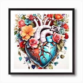 Heart With Flowers Art Print