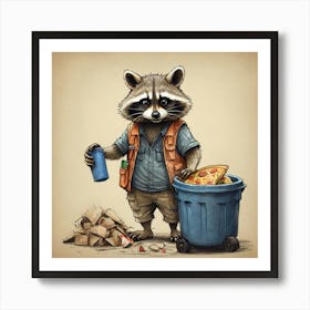 Raccoon With Pizza 1 Art Print