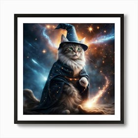 Celestial Cat Wizard Art Print