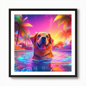 Dog In The Pool 3 Art Print