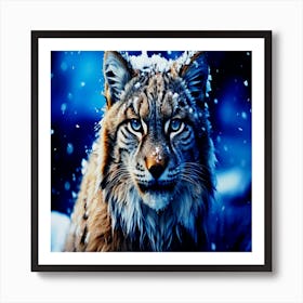 Bobcat in nature winter season Art Print