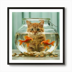 Cat In A Fish Bowl Art Print