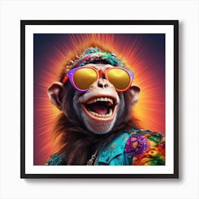 Monkey In Sunglasses Art Print