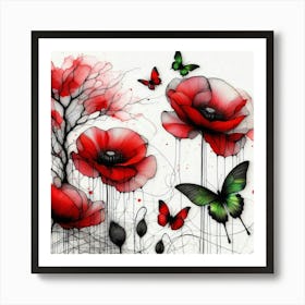 Red Poppies Canvas Print Art Print