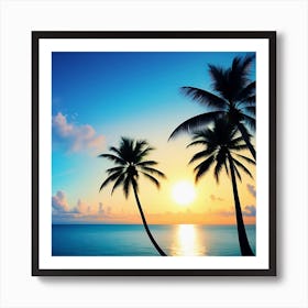 Sunset Palm Trees Art Print