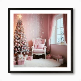 Pink Christmas Tree 1 Art Print