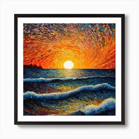 Sunset Over The Ocean 1 Art Print