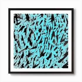 Blue and Black Abstract Art Print