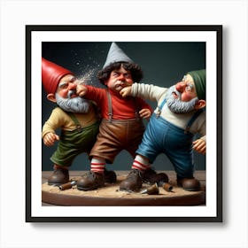 Gnomes Fighting 1 Art Print
