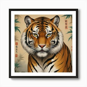 Talismanic Tiger, Vintage Japanese Hallway Art Print Art Print