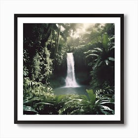 0 Beautiful Waterfall In A Lush Jungle, With Sunligh Esrgan V1 X2plus Art Print