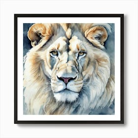 White Lion Watercolor Art Print