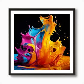 Fresh Colors Liquid 3d Design Spark Hot Palette Shapes Dynamism Vibrant Flowing Molten (13) Art Print