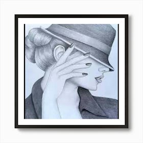 Woman In A Hat Art Print