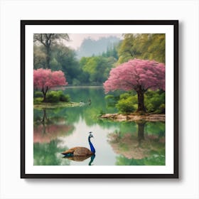 Peacock In The Park Art Print