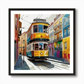 Lisbon Tram Painting 1 Art Print