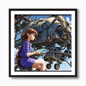 Girl Reading A Book Art Print