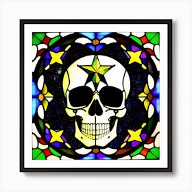 Skull In Stained Glass Art Print