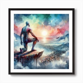 Man On Cliff Art Print