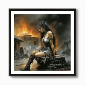 Default A Dramatic Oil Painting By Luis Royo At The Background Art Print