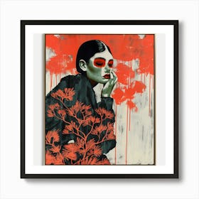 Woman With Red Eyes Art Print