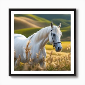 White Horse In The Field Art Print