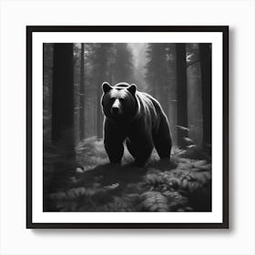 Black Bear In The Forest 4 Art Print