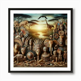 Tribal African Art African landscape 3 Art Print