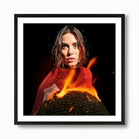 Firefly Portrait, Woman, Strong, Big Eyes, Staring, Firmly, Lens, Scarlet, Flame, Intense, Captivati (1) Art Print